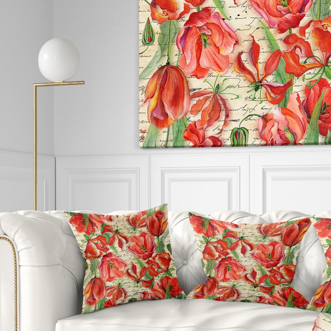 Designart 18" x 18" Red Polyester Throw Pillow