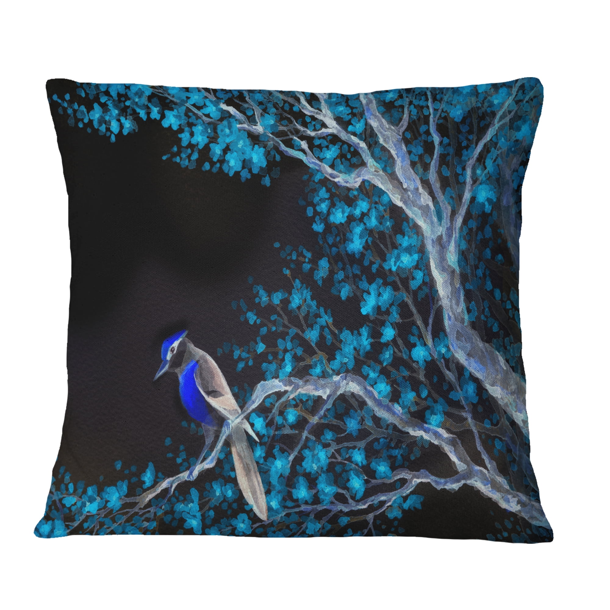 Designart 18" x 18" Traditional Blue Polyester Throw Pillow