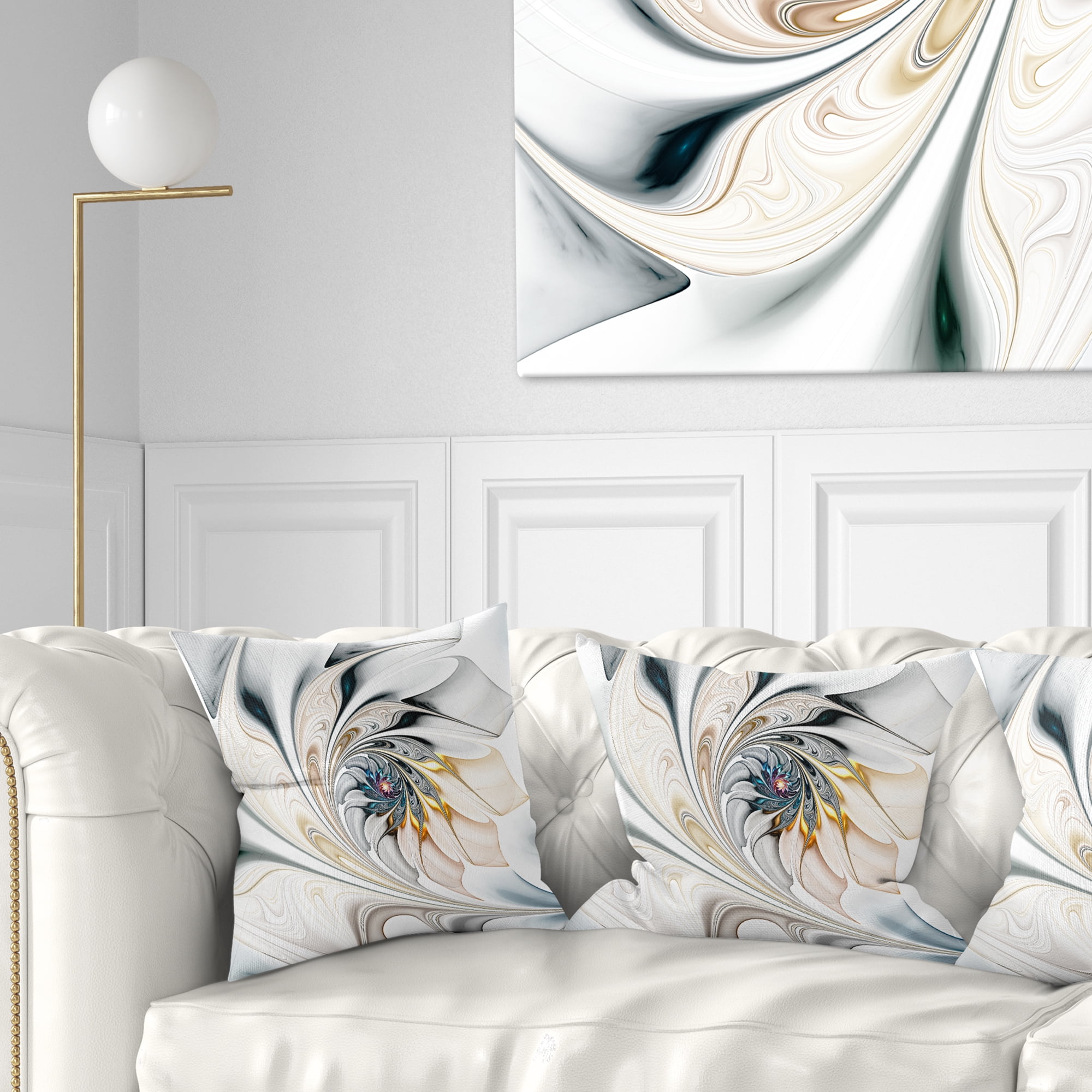Designart 18" x 18" White Polyester Throw Pillow