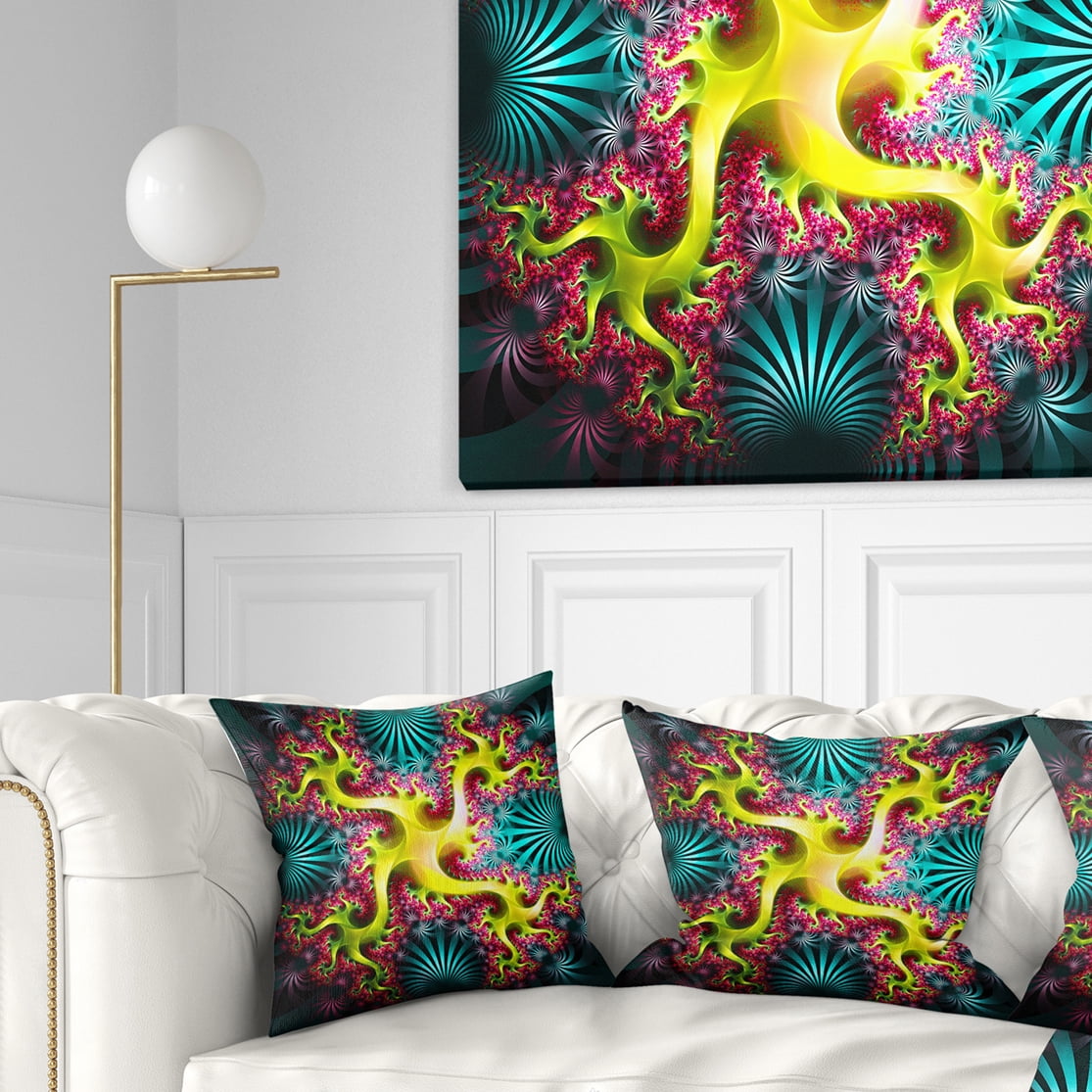 Designart 18" x 18" Yellow Polyester Throw Pillow