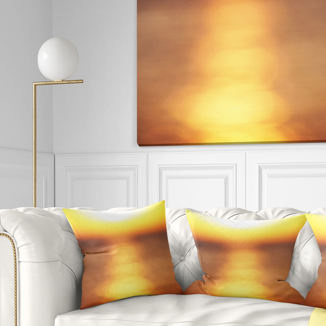 Designart 18" x 18" Yellow Polyester Throw Pillow