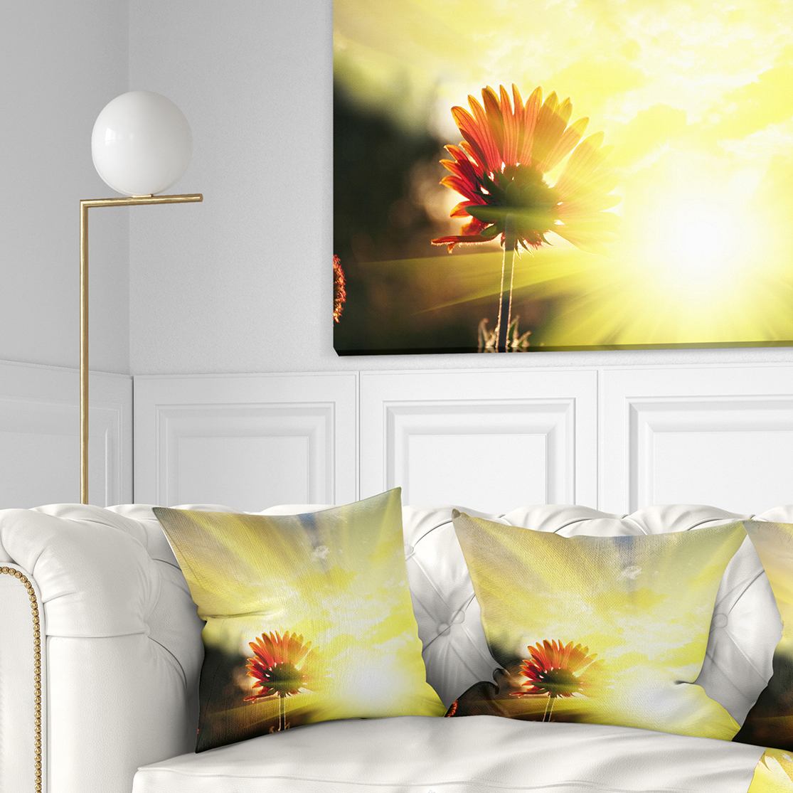 Designart 18" x 18" Yellow Polyester Throw Pillow