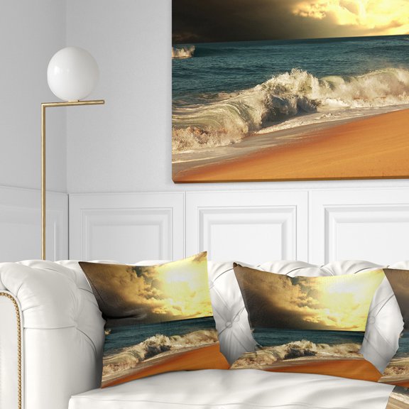 Designart 18" x 18" Yellow Polyester Throw Pillow