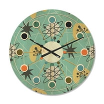 Designart '1950 Retro Pattern Shapes I' Mid-Century Modern Wood Wall Clock