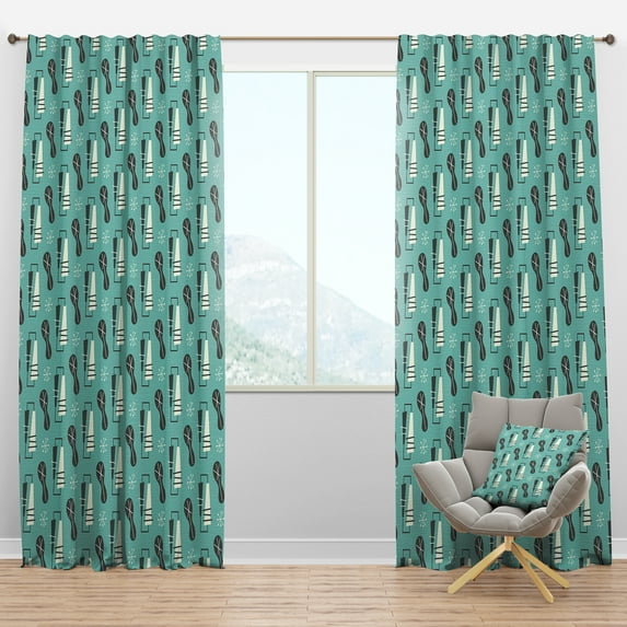 Designart '1950 Retro Pattern Shapes II' Mid-Century Modern Blackout Curtain Panel