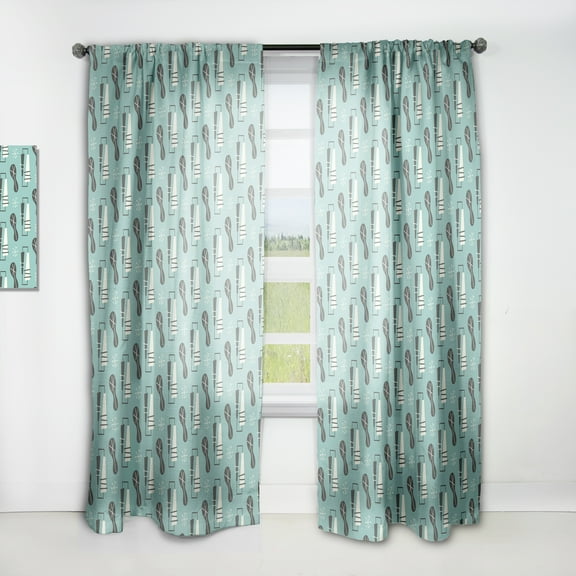 Designart '1950 Retro Pattern Shapes II' Mid-Century Modern Curtain Panel