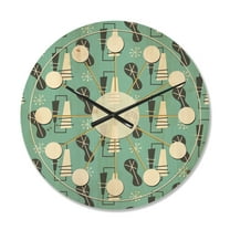 Designart '1950 Retro Pattern Shapes II' Mid-Century Modern Wood Wall Clock