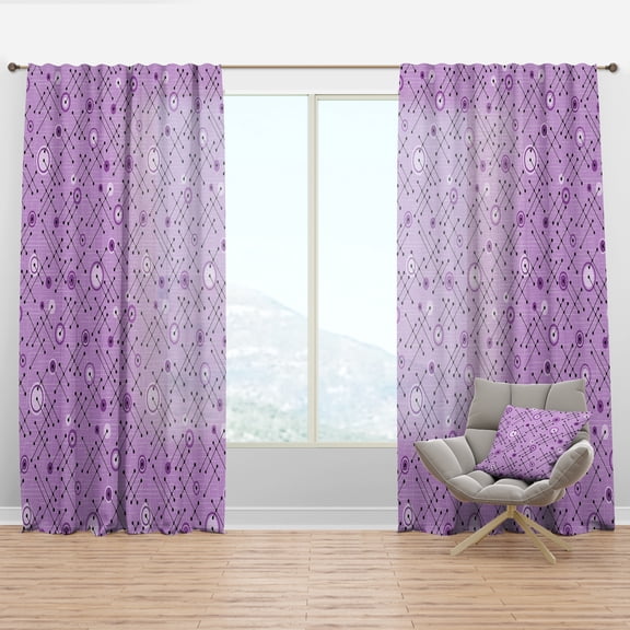 Designart '1950 Retro Pattern Shapes III' Mid-Century Modern Curtain Panel