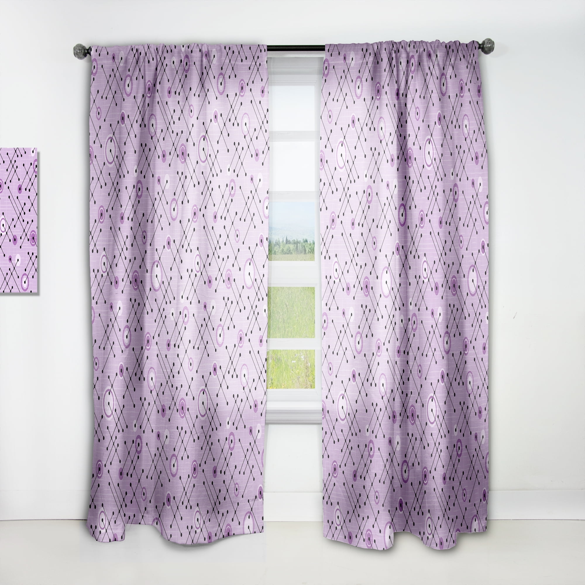 Designart '1950 Retro Pattern Shapes III' Mid-Century Modern Curtain Panel