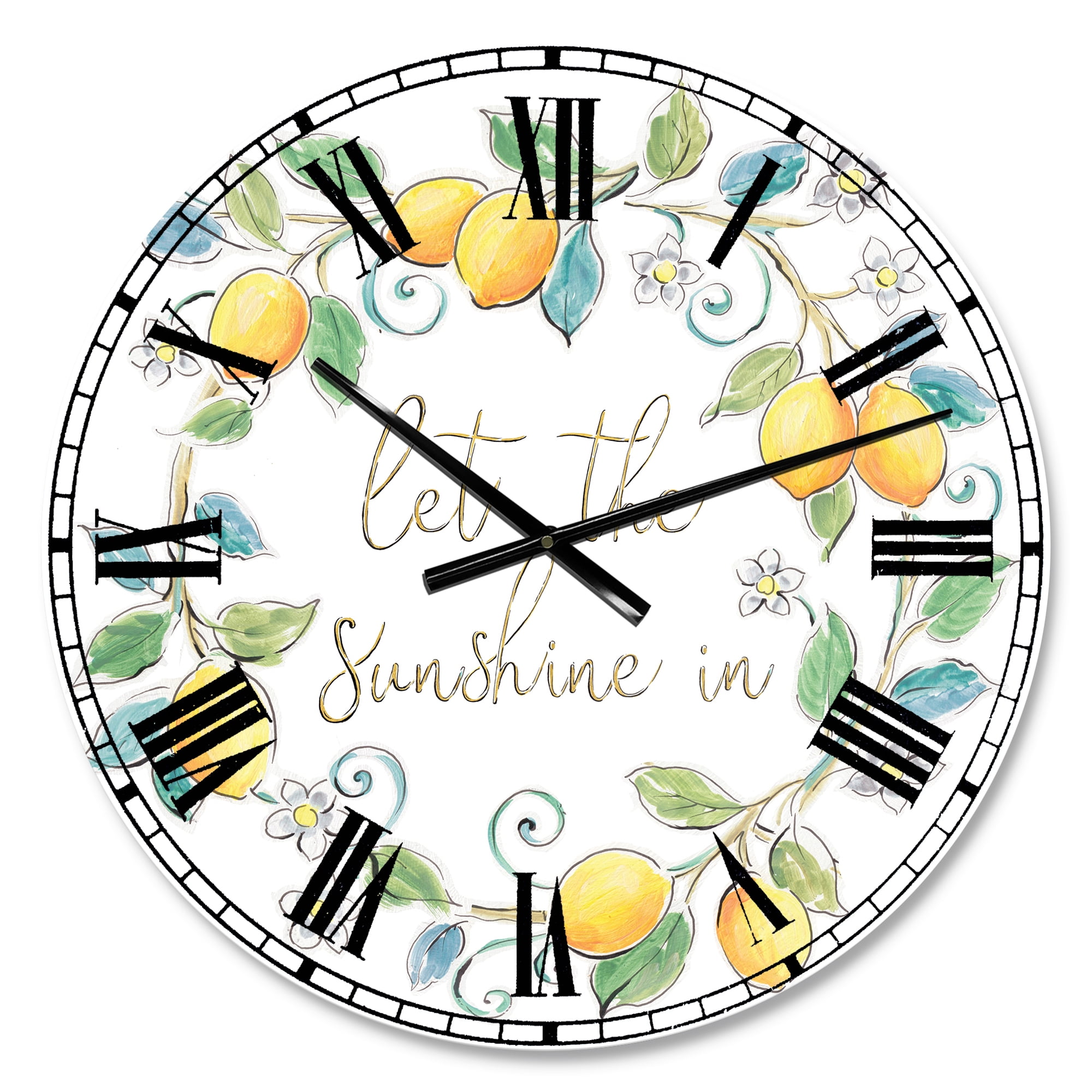 Designart 23" x 23" Orange/Green/Blue Analog Round Mid-Century Wall Clocks, CLM30682-C23