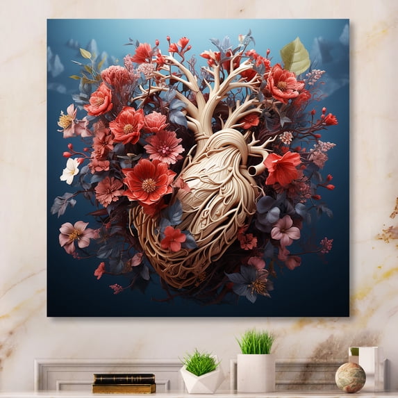 Designart "2D Illustration Of A Heart" Abstract Impressionism Canvas Art Print
