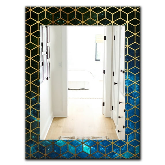 Designart 30" x 40" Wall Mirror, Blue
