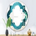 thumbnail image 1 of Designart 'Precious Blue Fabulous Pattern' Modern Oval Wall Mirror - Quatrefoil 24x32, 1 of 3