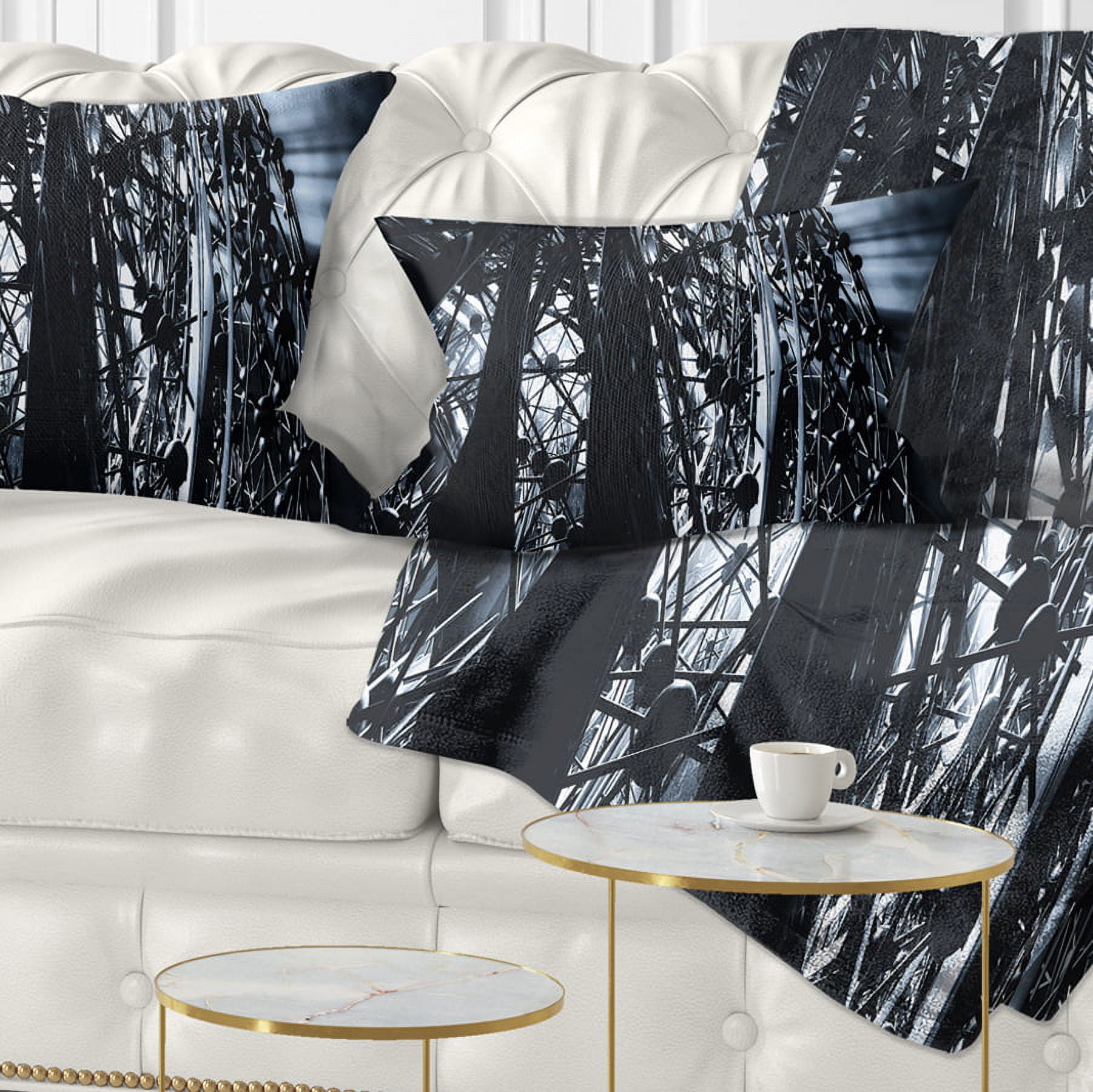 Designart 3D Abstract Art Black Atomic - Abstract Throw Pillow - 12x20