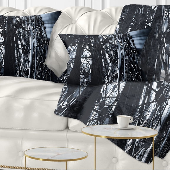 Designart 3D Abstract Art Black Atomic - Abstract Throw Pillow - 12x20