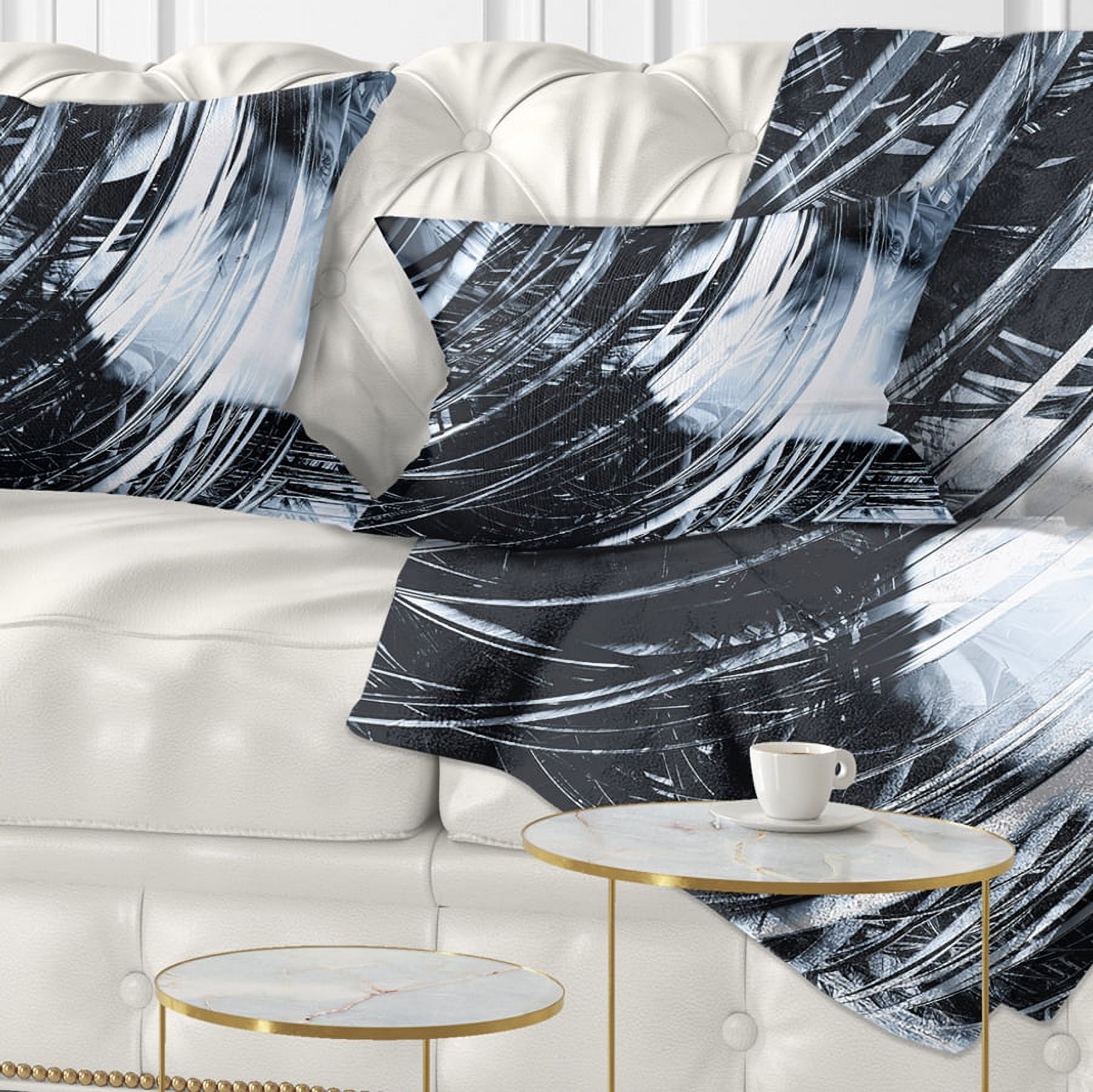 Designart 3D Abstract Art Black Spiral - Abstract Throw Pillow - 12x20