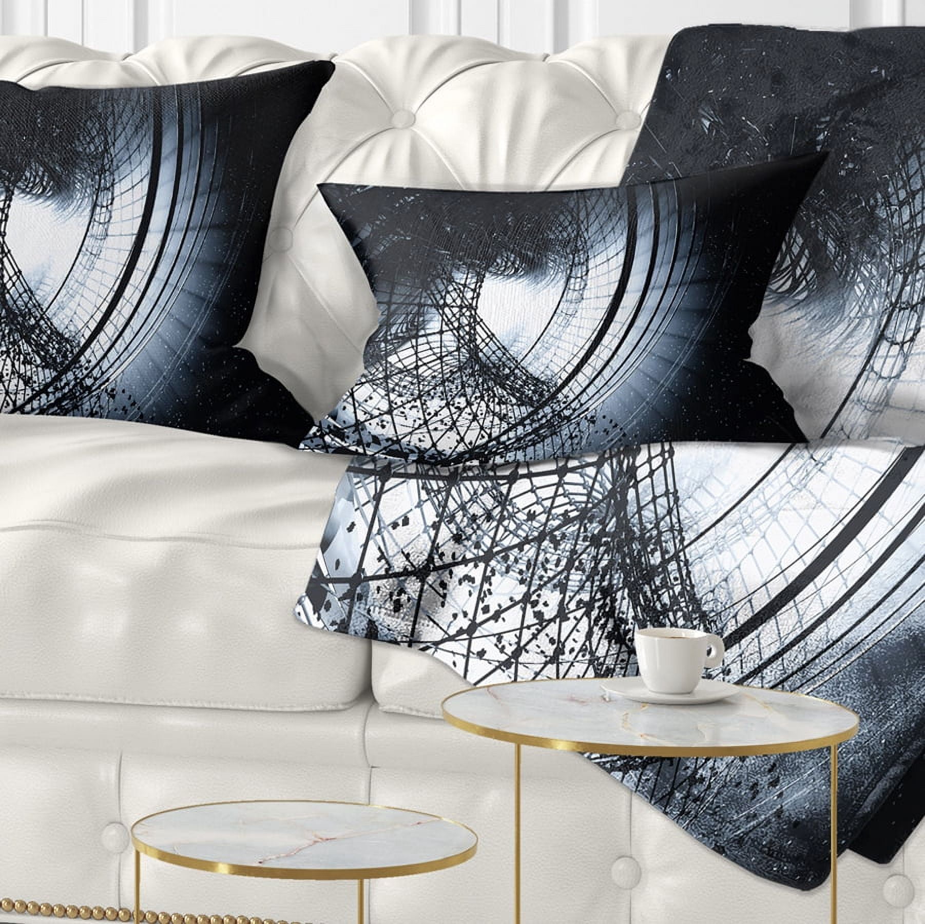 Designart 3D Abstract Art Black Spiral - Abstract Throw Pillow - 12x20