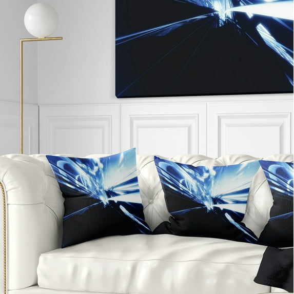 Designart 3D Abstract Art Blue Black - Abstract Throw Pillow - 18x18