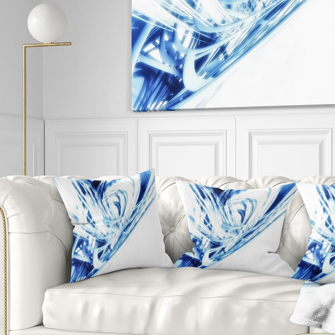 Designart 3D Abstract Art Blue Fractal - Abstract Throw Pillow - 16x16