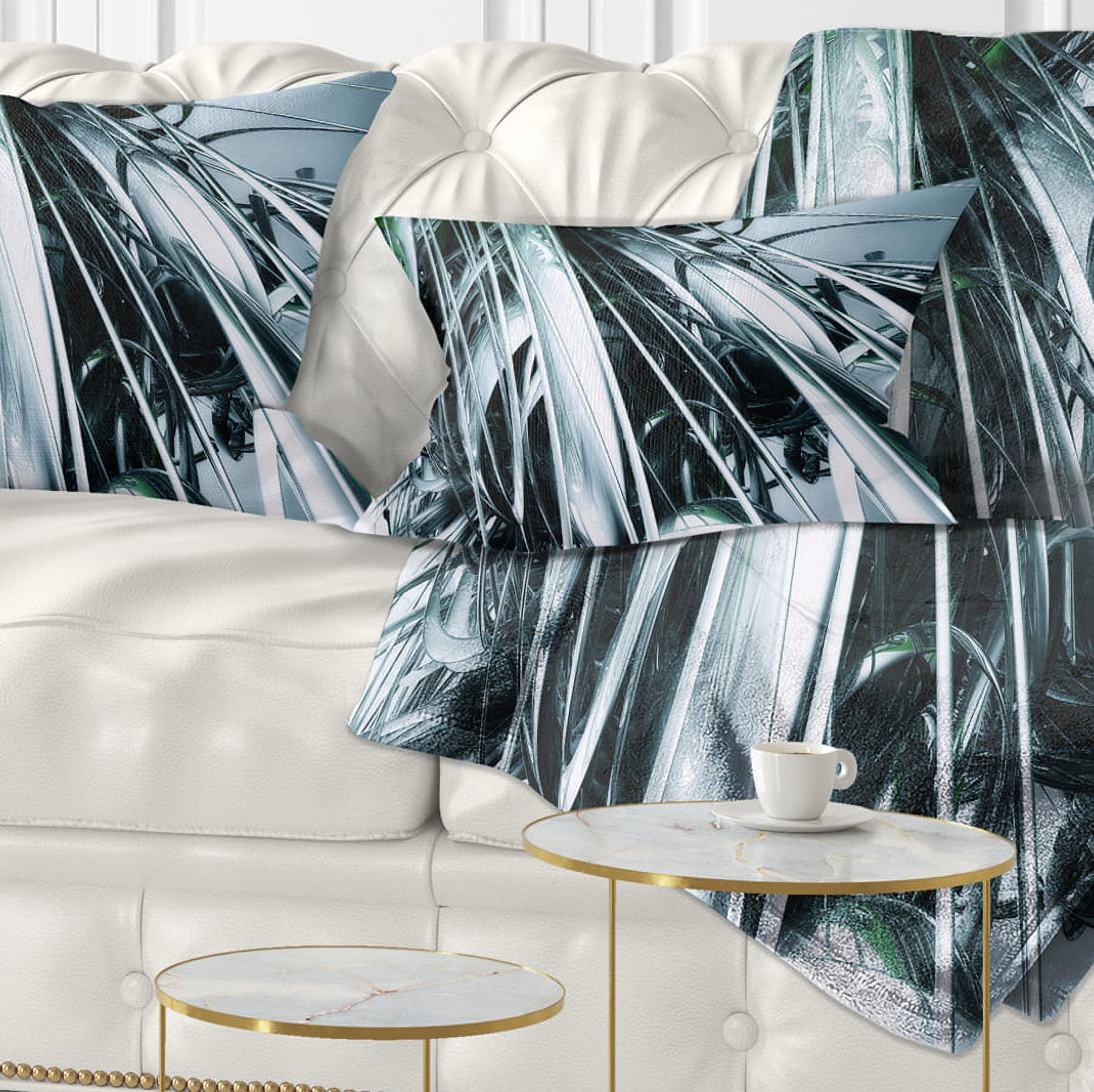 Designart 3D Abstract Art Green Black - Abstract Throw Pillow - 12x20