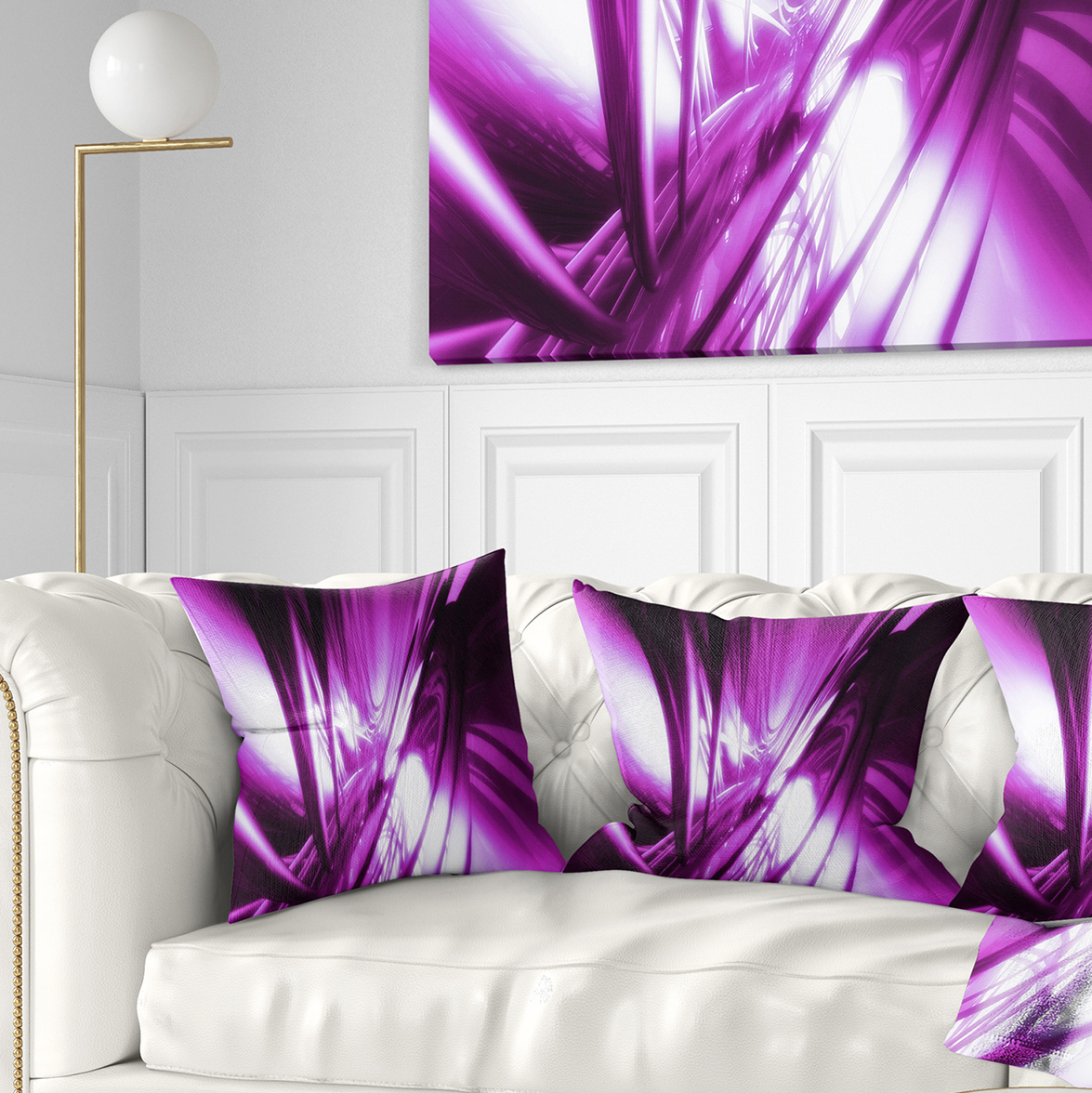 Designart 3D Abstract Art Purple Fractal - Abstract Throw Pillow - 16x16