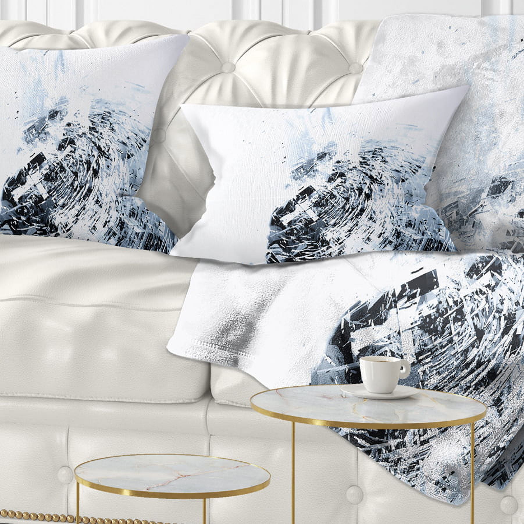 Designart 3D Abstract Art White Crystal - Abstract Throw Pillow - 12x20