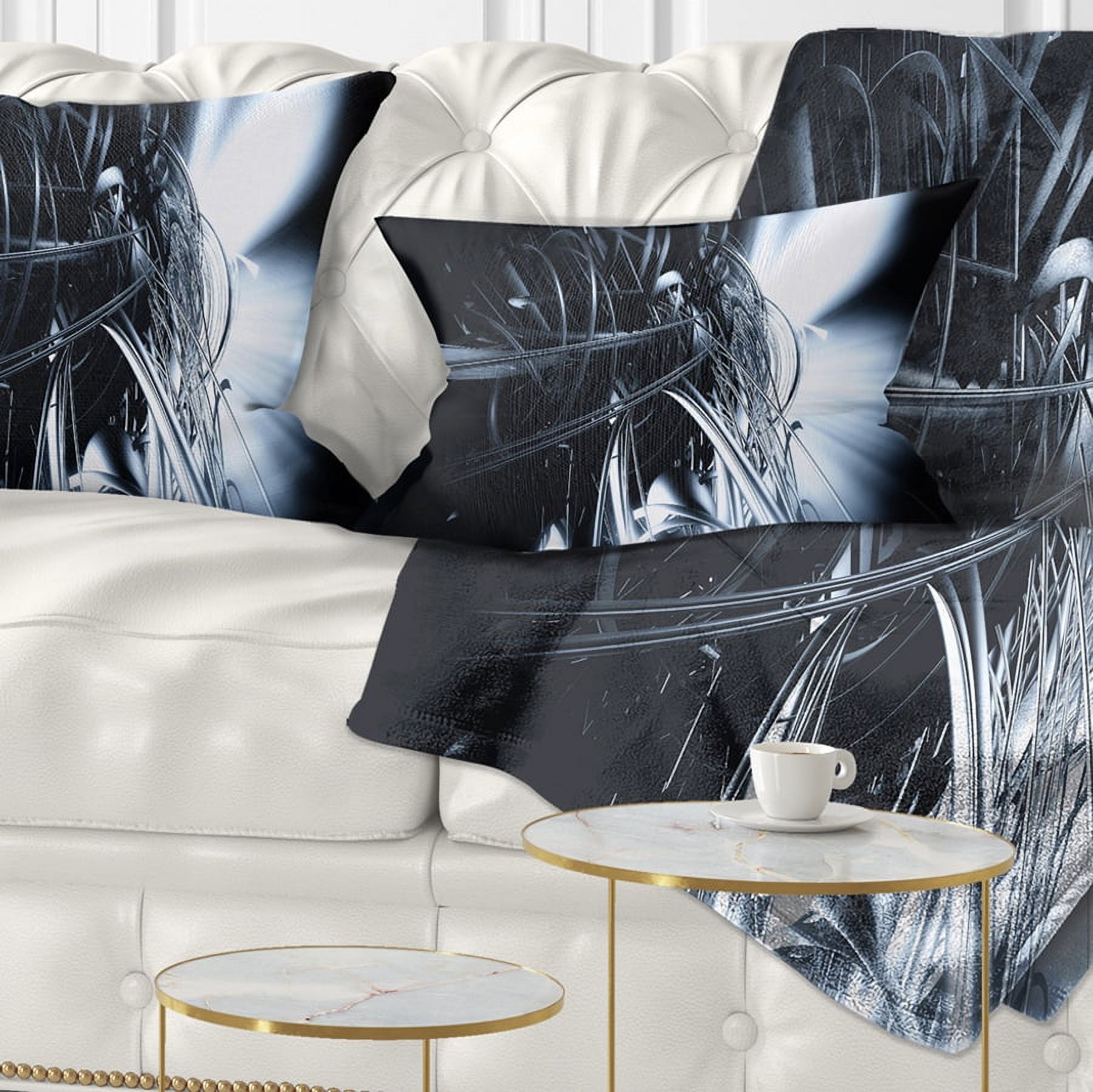 Designart 3D Abstract Art White Floral - Abstract Throw Pillow - 12x20