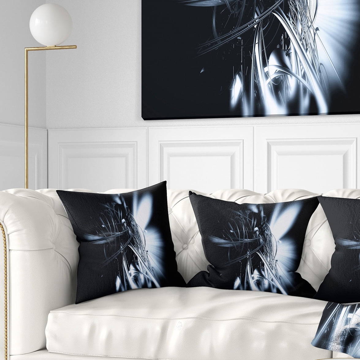 Designart 3D Abstract Art White Floral - Abstract Throw Pillow - 16x16