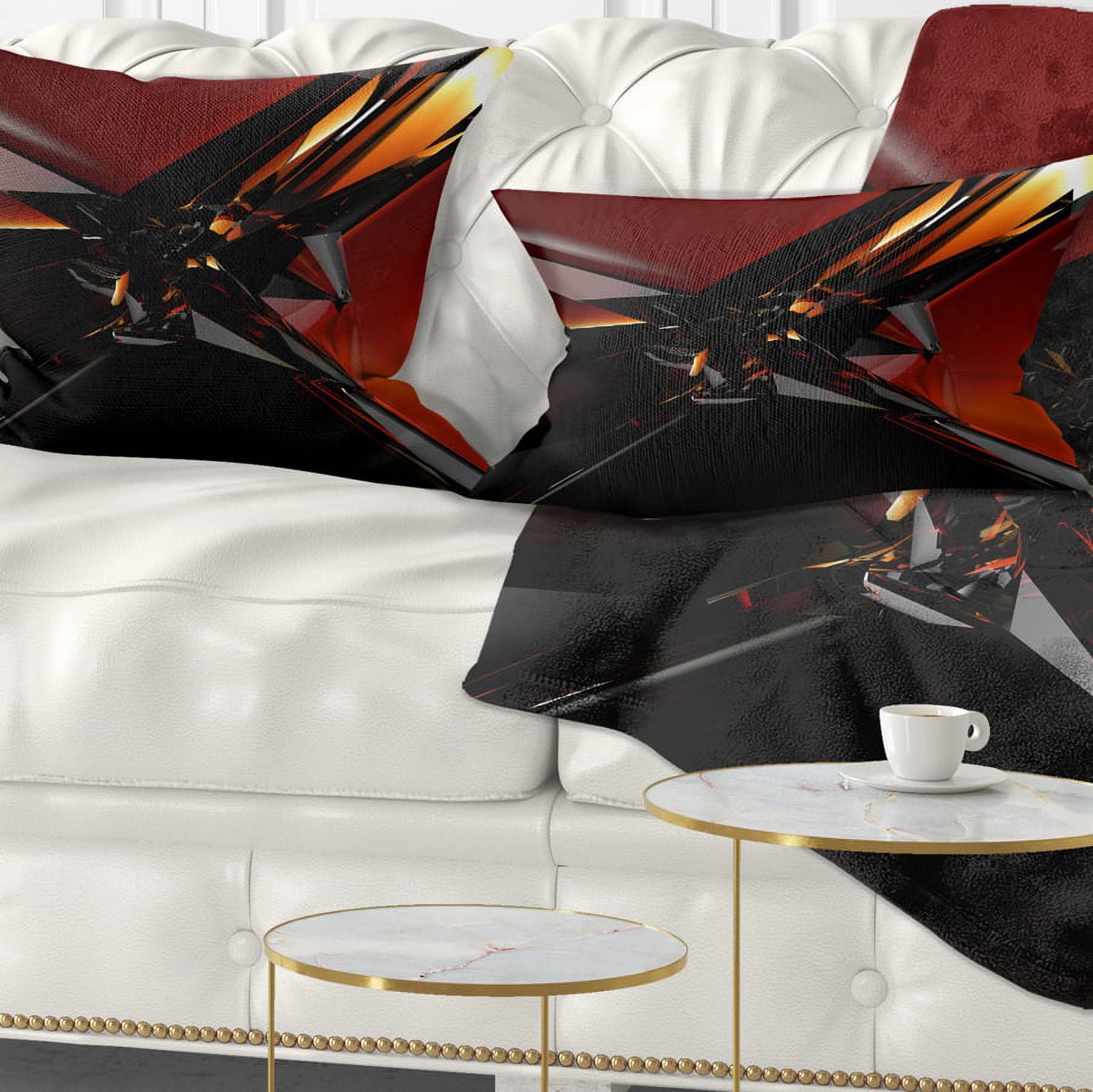 Designart 3D Abstract Red Glass Design - Abstract Throw Pillow - 12x20