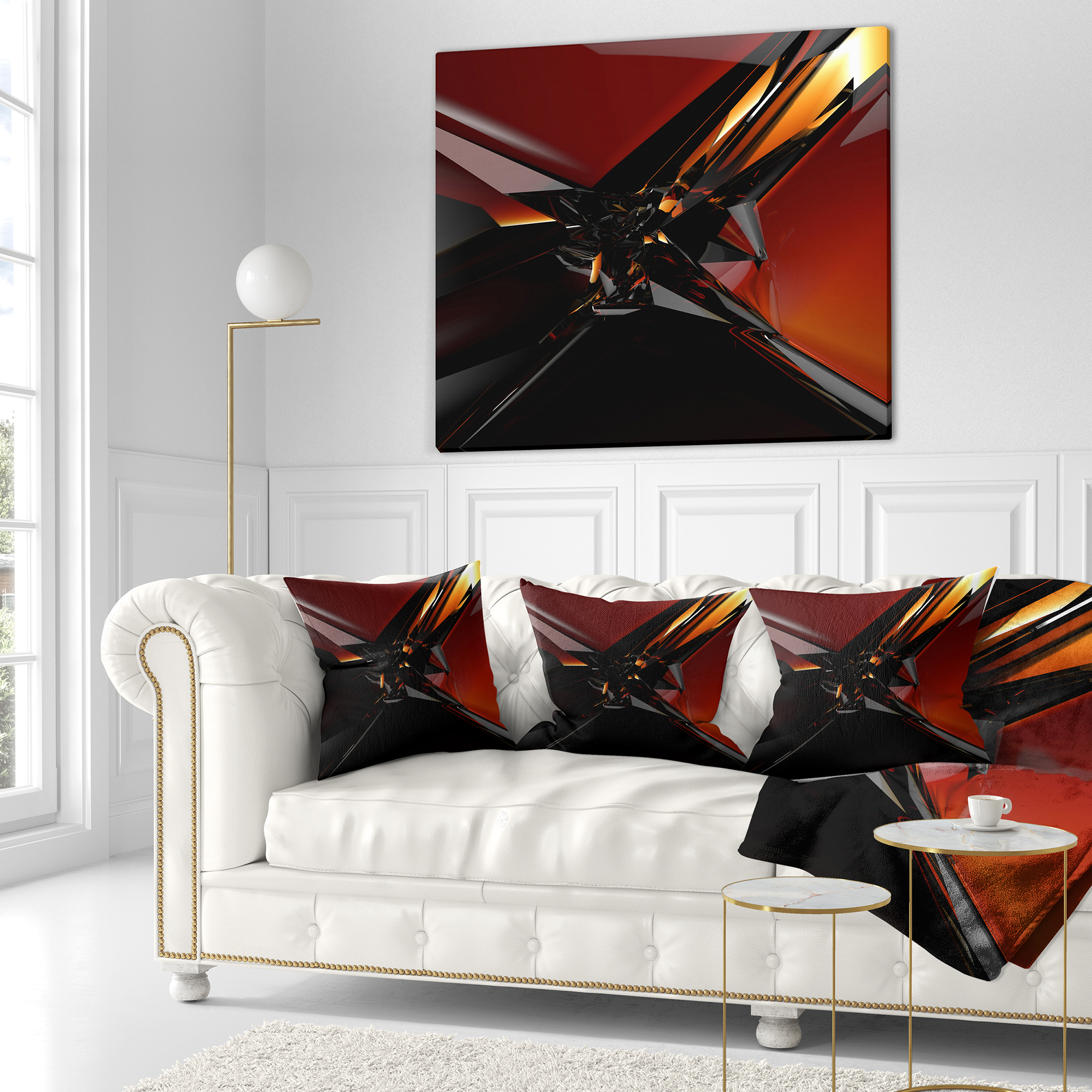 Designart 3D Abstract Red Glass Design - Abstract Throw Pillow - 18x18