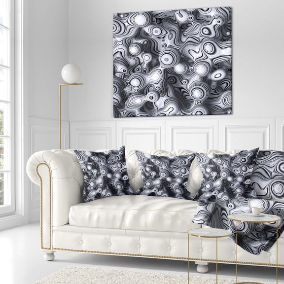 Designart 3D Abstract Wavy Bubbles - Abstract Throw Pillow - 18x18