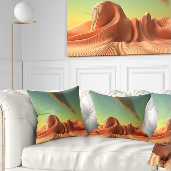 Designart 3D Alien World Surreal Fantasy - Contemporary Throw Pillow - 16x16