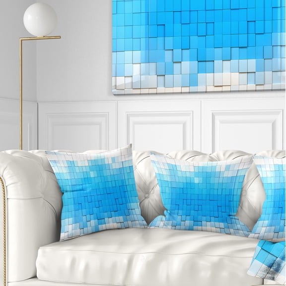 Designart 3D Blue Cubes - Contemporary Throw Pillow - 18x18