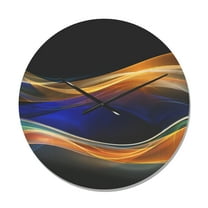 Designart '3D Blue Gold Wave Design ' Modern Wood Wall Clock