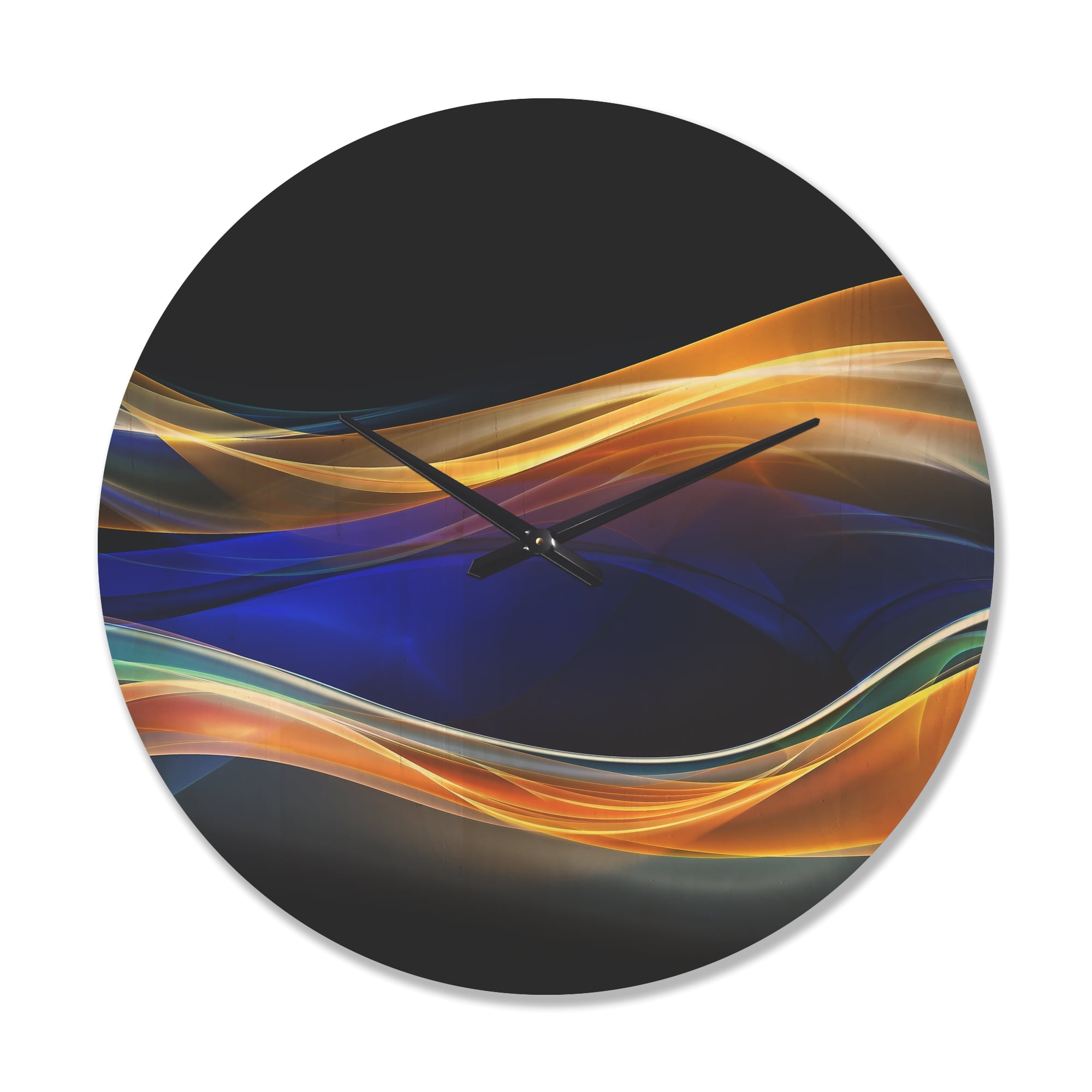 Designart '3D Blue Gold Wave Design ' Modern Wood Wall Clock
