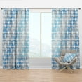 thumbnail image 1 of Designart '3D Blue and White Pattern II' Mid-Century Modern Curtain Panel, 1 of 4