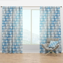 Designart '3D Blue and White Pattern II' Mid-Century Modern Curtain Panel