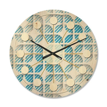 Designart '3D Blue and White Pattern II' Mid-Century Modern Wood Wall Clock