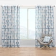 thumbnail image 1 of Designart '3D Blue and White Pattern III' Mid-Century Modern Curtain Panel, 1 of 4