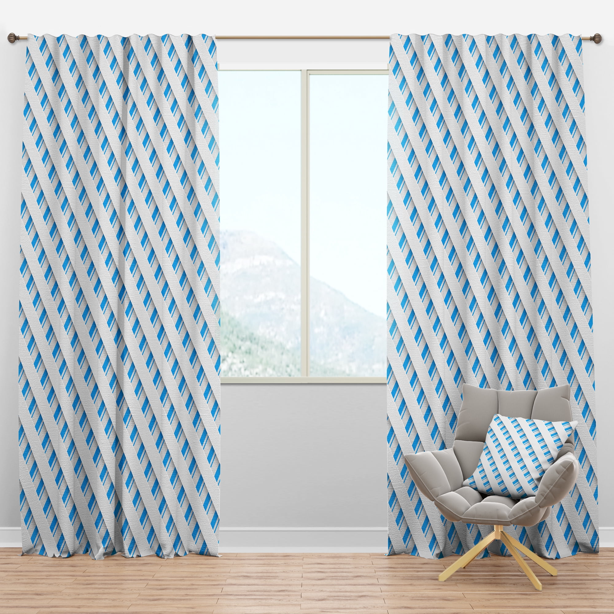Designart '3D Blue and White Pattern IV' Mid-Century Modern Blackout Curtain Panel