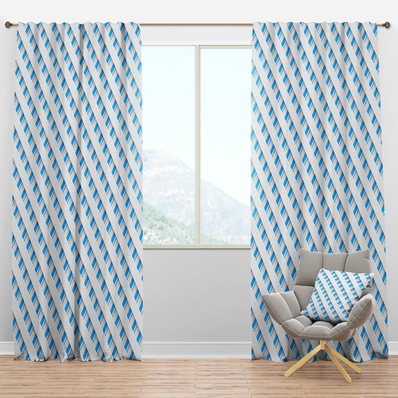 Designart '3D Blue and White Pattern IV' Mid-Century Modern Blackout Curtain Panel