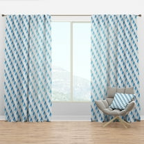 Designart '3D Blue and White Pattern IV' Mid-Century Modern Curtain Panel