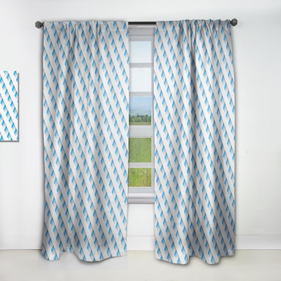 Designart '3D Blue and White Pattern IV' Mid-Century Modern Curtain Panel