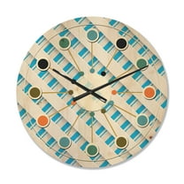 Designart '3D Blue and White Pattern IV' Mid-Century Modern Wood Wall Clock