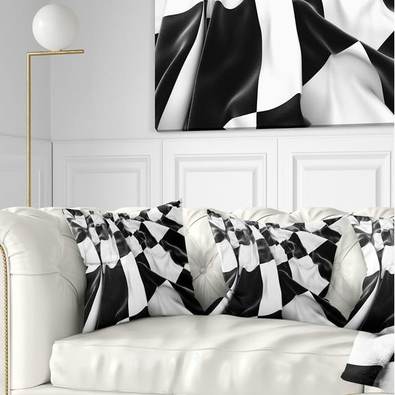 Designart 3D Checkered Flag - Abstract Throw Pillow - 18x18