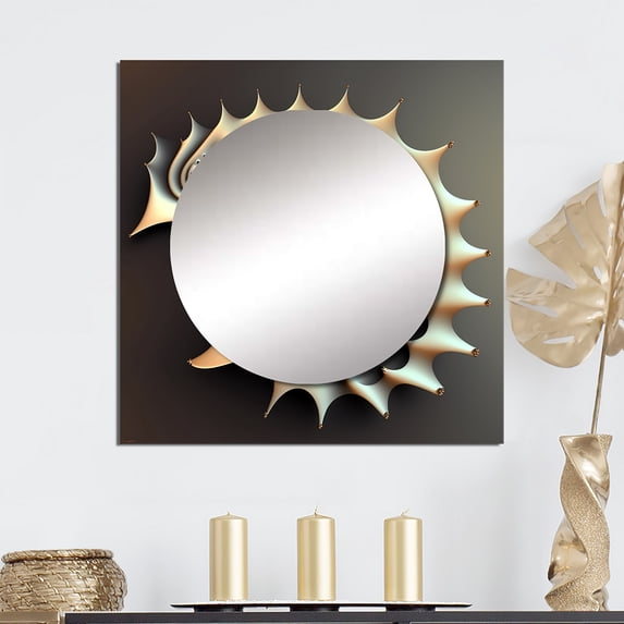Designart "3D Fractal Universe Exploration" Fractals Square Mirror For Wall Decor - Large Blue Square Mirror Printed Wall Decor - Transitional Square Living Room Mirror