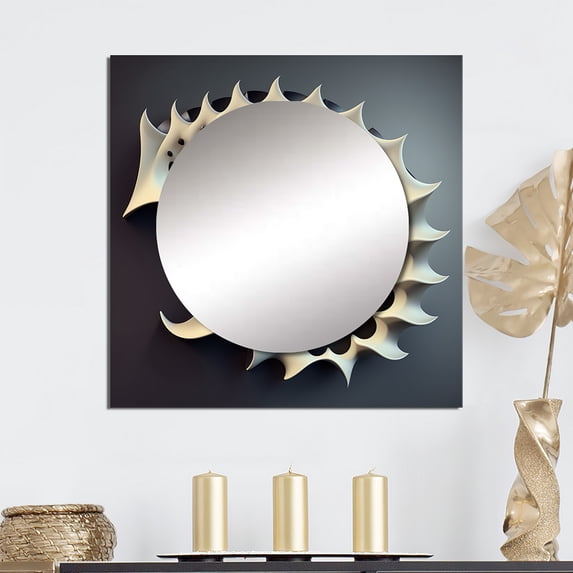 Designart "3D Fractal Universe Exploration III" Fractals Blue Large Square Mirror - Square Bedroom Mirror Printed Wall Decor - Transitional Square Printed Wall Mirror Art