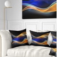 thumbnail image 1 of Designart 3D Gold Blue Wave Design - Abstract Throw Pillow - 18x18, 1 of 5