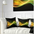 thumbnail image 1 of Designart 3D Gold Green Wave Design - Abstract Throw Pillow - 16x16, 1 of 5
