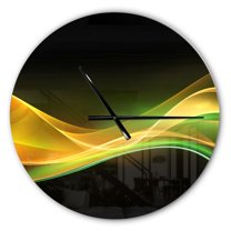 Designart '3D Gold Green Wave Design ' Modern wall clock